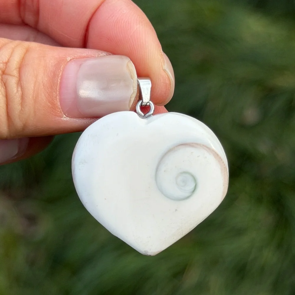 Stainless steel natural Shiva eye‎ heart pendant 1001